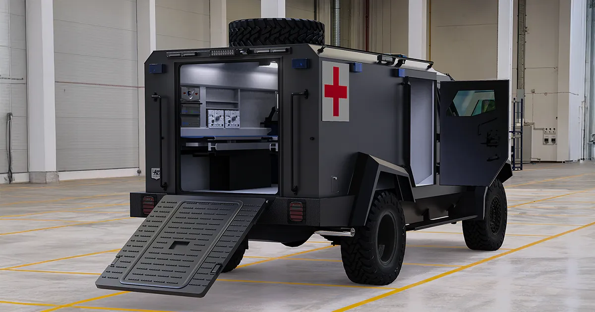 Armored emergency rescue vehicle featuring anti-blast floor technology