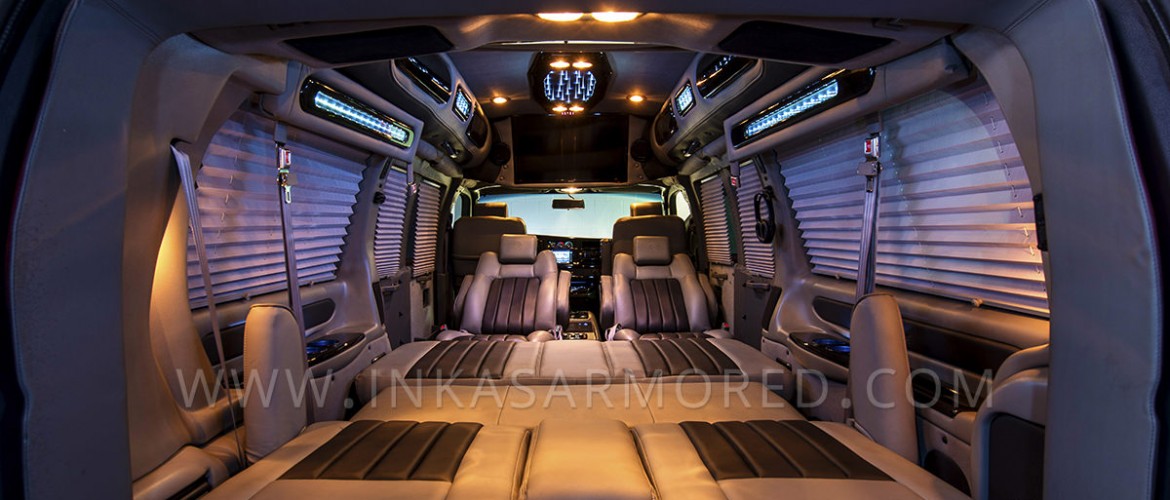 Armored GMC Van Limousine Interior Cabin